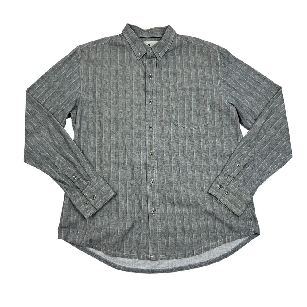 WRK Work Karma Rest Black White Striped Button Down Reworked Shirt